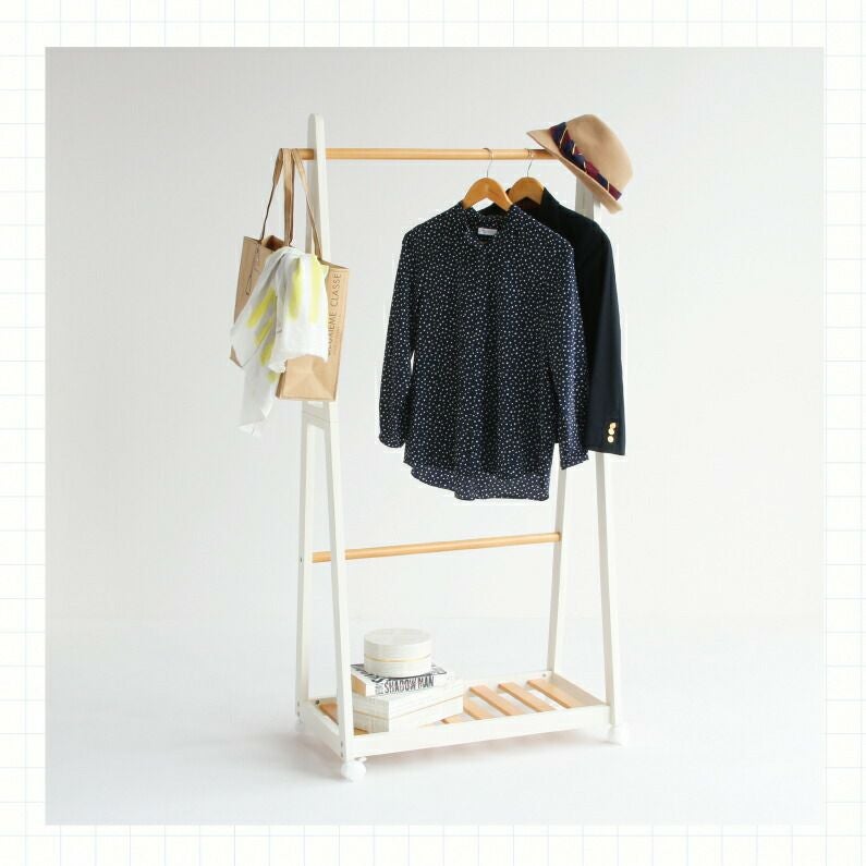 洋服収納ハンガーラック衣類収納おしゃれかわいい木製ホワイトブラック棚付きコートハンガー一人暮らし北欧ナチュラル