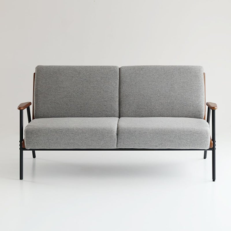 スチール脚と木製フレームの2Pソファ