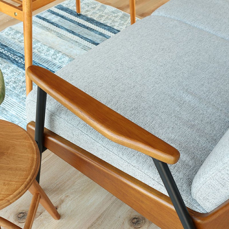 スチール脚と木製フレームの2Pソファ