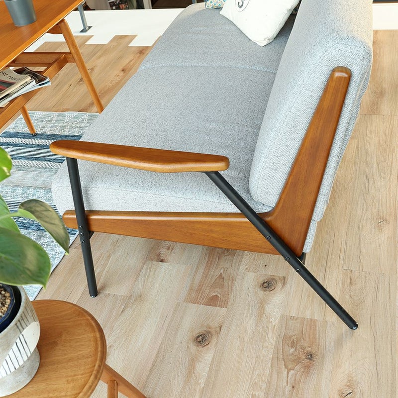 スチール脚と木製フレームの2Pソファ